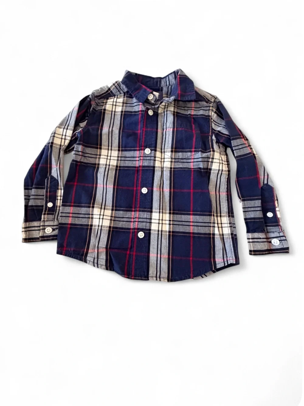 The Children's Place Navy, Red & Cream Plaid Button-Down Shirt
